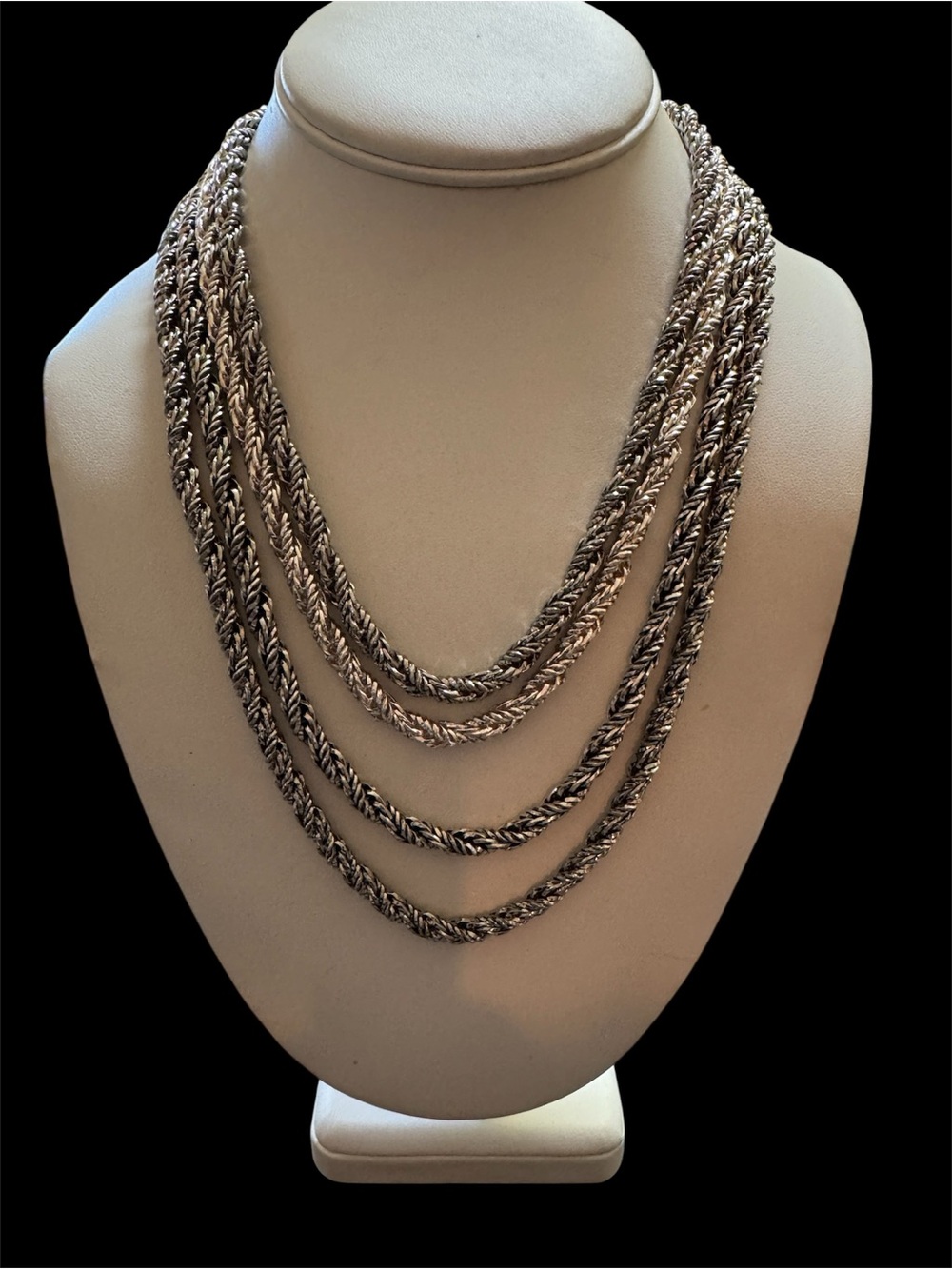 Chico’s 4-strand Twisted Rope Chain Necklace in Two-Tone Silver